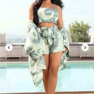 Tie-Dye Mint Green 3-Piece Short Set
